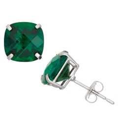 Fancy Jewelry 925 Sterling Silver Emerald Birthstone Stud Earrings for Teens