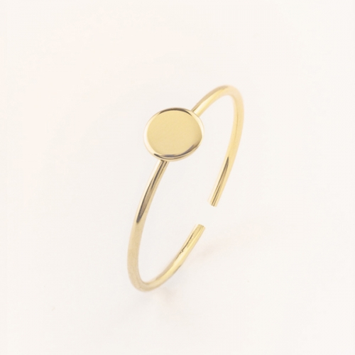 Plain Jewelry 925 Sterling Silver Gold Finished Round Disc Finger Ring