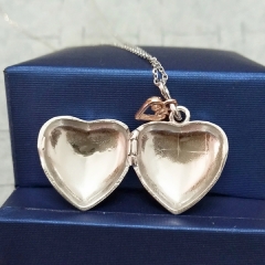 Customized Jewelry Silver Two Tone Infinity Heart Locket Necklace Best Gift
