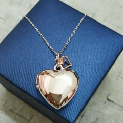 Customized Jewelry Silver Two Tone Infinity Heart Locket Necklace Best Gift