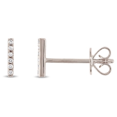 Best Selling 925 Sterling Silver Pave CZ Small Bar Stud Earrings for Girls