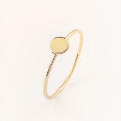Plain Jewelry 925 Sterling Silver Gold Finished Round Disc Finger Ring