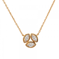 Landou jewelry 925 Silver CZ Diamond Necklace Rose Gold Plated