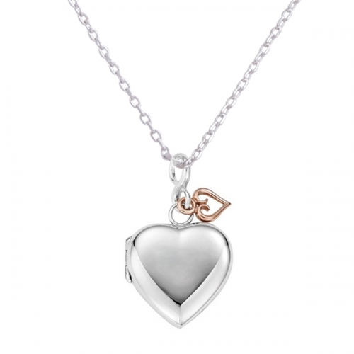 Customized Jewelry Silver Two Tone Infinity Heart Locket Necklace Best Gift