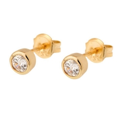 Tiny Design 14K Gold Plated Sterling Silver Solitaire Stud Earrings for Teens
