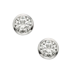 Sterling Silver Round Forever Brilliant Solitaire Cubic Zirconia Stud Earrings