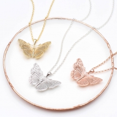 Insect Jewelry 925 Sterling Silver Rose Gold Butterfly Necklace