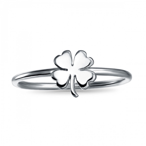 Dainty Sterling Silver Four Leaf Clover Sweet Lucky Ring