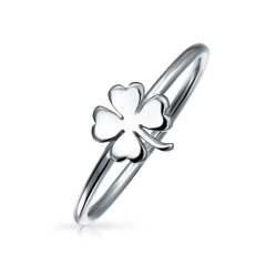 Dainty Sterling Silver Four Leaf Clover Sweet Lucky Ring