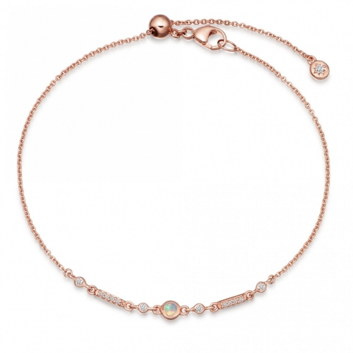 Simple Sterling Silver Cubic Zirconia and Opal Dainty Bracelet
