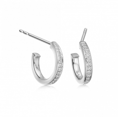 Sterling Silver Cubic Zirconia Dainty Hoop Earrings