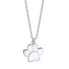 Sterling Silver Cute Pet Paw Print Necklace for Women