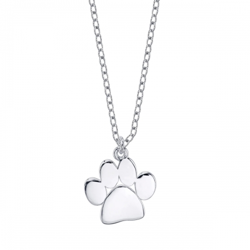 Sterling Silver Cute Pet Paw Print Necklace for Women