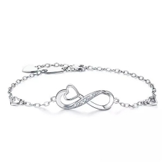 Stunning Infinity 925 Sterling Silve Bracelet Prong Set with 3A Zircon Bracelet