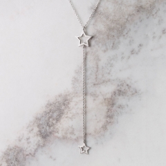 Delicate Sterling Silver Double Wish Star Necklace Y Necklace