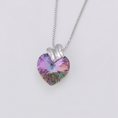 Customized Jewelry Shiny Crystal Heart Shaped Silver Necklace for Women