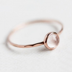 Delicate 925 Sterling Silver Rose Gold Plated Rose Quartz Thin Ring