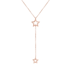 Delicate Sterling Silver Double Wish Star Necklace Y Necklace