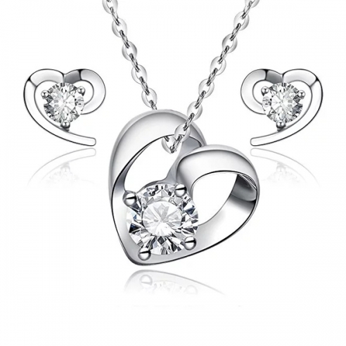 Sreema London 925 Sterling Silver Heart Jewellery Set