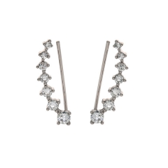 Hot Sale 925 Sterling Silver Cubic Zirconia Ear Cuff Climbers Earrings