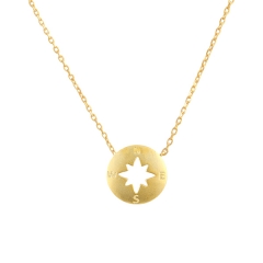 Fashion Jewelry 925 Sterling Silver Yellow Gold Plated Compass Necklace