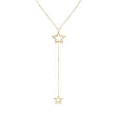 Delicate Sterling Silver Double Wish Star Necklace Y Necklace