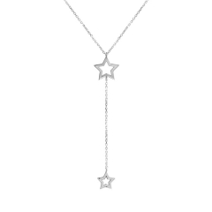 Delicate Sterling Silver Double Wish Star Necklace Y Necklace