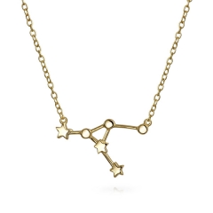 14K Gold Plated Sterling Silver High Polish Zodiac Constellation Necklace