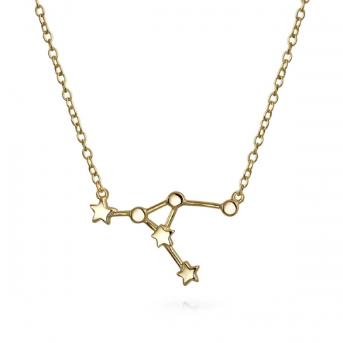 14K Gold Plated Sterling Silver High Polish Zodiac Constellation Necklace