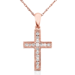 Sterling Silver Cubic Zirconia Cross Necklace in Rhodium, Gold or Rose Gold