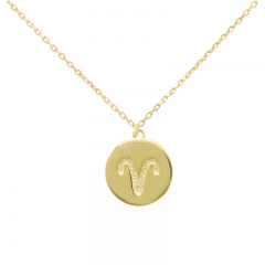 Sterling Silver 14K Gold Over Aries Zodiac Pendant Necklace