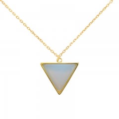 Dainty Sterling Silver Moonstone Triangle Pendant Necklace Wholesale