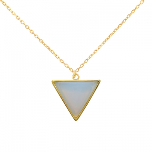 Dainty Sterling Silver Moonstone Triangle Pendant Necklace Wholesale