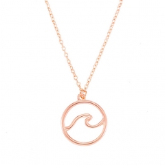 Sterling Silver Plain Round Circle Ocean Wave Necklace