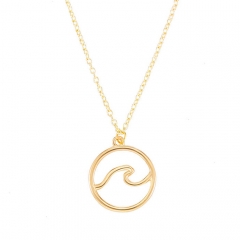 Sterling Silver Plain Round Circle Ocean Wave Necklace