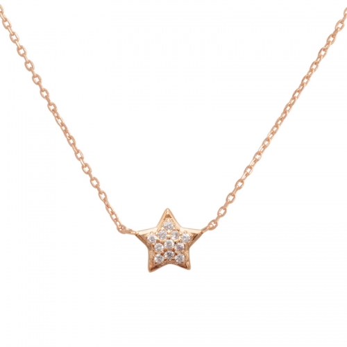 Dainty Sterling Silver Cubic Zirconia Tiny Star Necklace