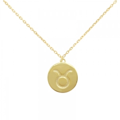 Sterling Silver 14K Gold Over Taurus Zodiac Pendant Necklace