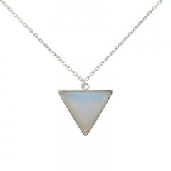 Dainty Sterling Silver Moonstone Triangle Pendant Necklace Wholesale