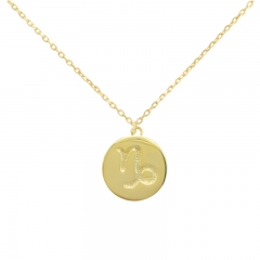 Sterling Silver 14K Gold Over Capricorn Zodiac Pendant Necklace