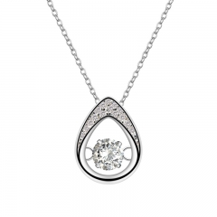 Dainty Sterling Silver White Cubic Zirconia Dancing Diamond Necklace