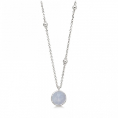 New Arrival Sterling Silver Beaded Chain Stone Pendant Necklace