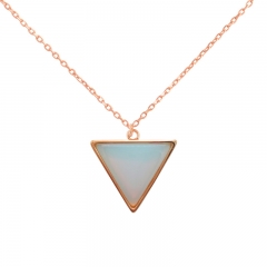 Dainty Sterling Silver Moonstone Triangle Pendant Necklace Wholesale