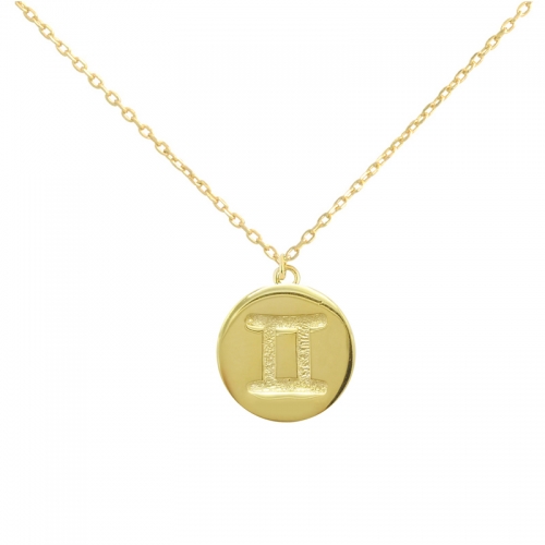 Sterling Silver 14K Gold Over Gemini Zodiac Pendant Necklace