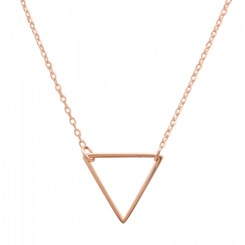 14K Gold Finished Sterling Silver Open Triangle Necklace