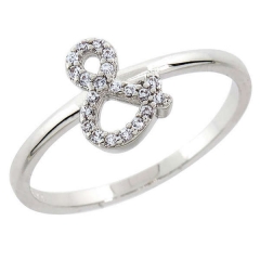 Rhodium-plated Cubic Zirconia Pave Ampersand Punctuation Ring