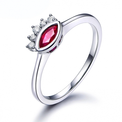 Latest Design Ruby Ring Silver Wedding Ring For Lady