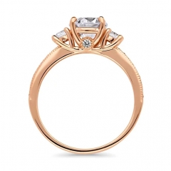 Rose Gold Plated Sterling Silver Cubic Zirconia CZ 3-Stone Promise Engagement Ring