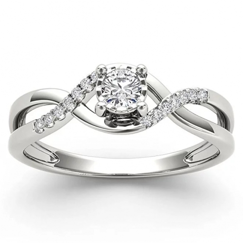 Customized Jewelry White Gold Round Cut Diamond Classic Engagement Ring