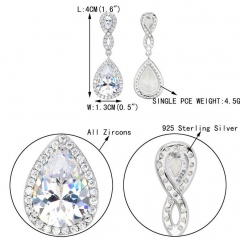 925 Sterling Silver Zirconia Wedding Infinity Pierced Dangle Earrings Clear