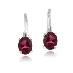 Sterling Silver Oval Gemstone or Cubic Zirconia Birthstone Leverback Earrings